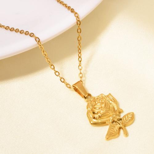 Stainless Steel Jewelry Necklace, 304 Stainless Steel, with 5CM extender chain, Rose, plated, for woman, more colors for choice, Length:40 cm, Sold By PC