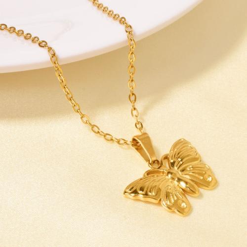 Stainless Steel Jewelry Necklace, 304 Stainless Steel, with 5CM extender chain, Butterfly, plated, for woman, more colors for choice, Length:40 cm, Sold By PC