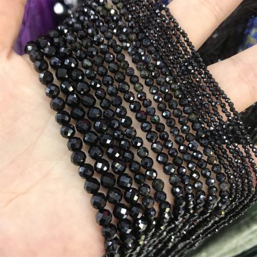 Perles bijoux en pierres gemmes, Schorl, DIY & normes différentes pour le choix, noire, Vendu par Environ 38 cm brin