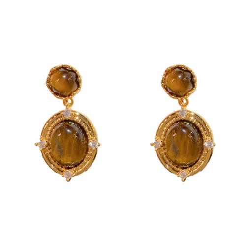 Boucles d'oreilles pendantes en laiton, avec pierre gemme, Placage de couleur d'or, bijoux de mode & avec strass, doré, protéger l'environnement, sans nickel, plomb et cadmium, 13.90x25.10mm, Vendu par paire