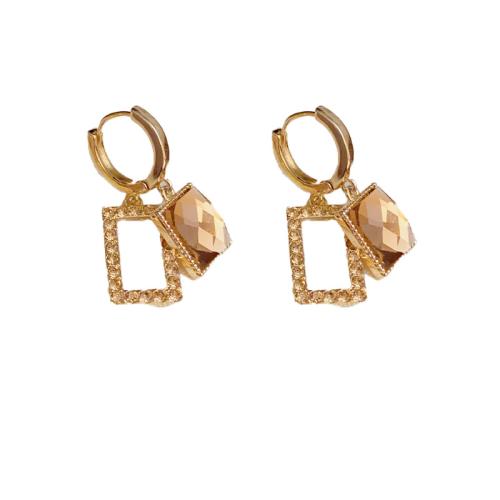 Boucles d'oreilles en laiton zircon cubique pavent, Placage de couleur d'or, bijoux de mode & pavé de micro zircon, doré, protéger l'environnement, sans nickel, plomb et cadmium, 11x31mm, Vendu par paire