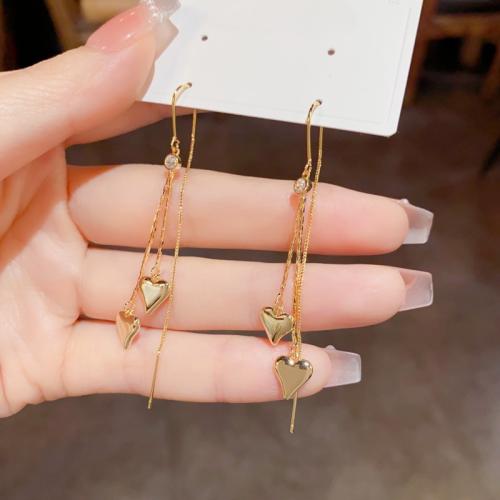 Boucles d'oreilles pendantes en laiton, Placage, bijoux de mode, plus de couleurs à choisir, protéger l'environnement, sans nickel, plomb et cadmium, 5x69mm, Vendu par paire