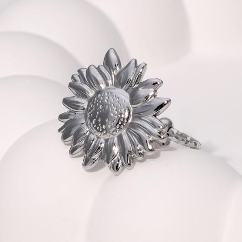 Stainless Steel Finger Ring, 304 Stainless Steel, Flower, plated, fashion jewelry & for woman, more colors for choice, Sold By PC