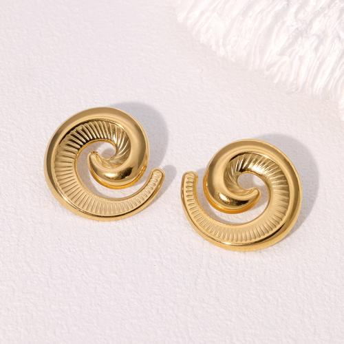 Boucle d'oreille de gaujon en acier inoxydable, Acier inoxydable 304, hélice, Placage, bijoux de mode & pour femme & creux, plus de couleurs à choisir, Vendu par paire