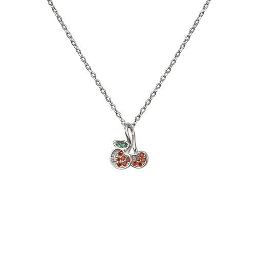 Collier en laiton cubique Zircon Micro Pave, avec 5CM chaînes de rallonge, cerise, Placage, pavé de micro zircon & pour femme, plus de couleurs à choisir, Longueur:Environ 40 cm, Vendu par PC