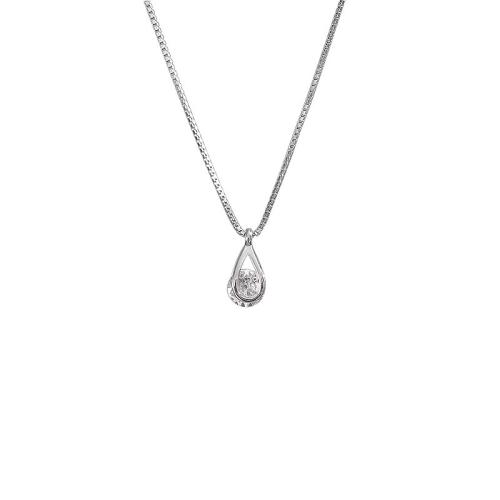 Cubic Zircon Micro Pave Brass Necklace, with 5CM extender chain, plated, micro pave cubic zirconia & for woman, platinum color, Length:Approx 40 cm, Sold By PC