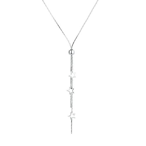 Brass Necklace, with 5CM extender chain, Star, plated, for woman, platinum color, Length:Approx 42 cm, Sold By PC