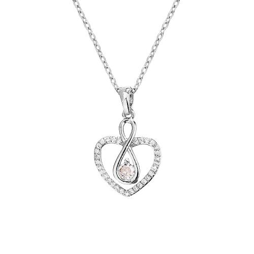 Cubic Zircon Micro Pave Brass Necklace, with 5CM extender chain, plated, micro pave cubic zirconia & for woman, platinum color, Length:Approx 40 cm, Sold By PC