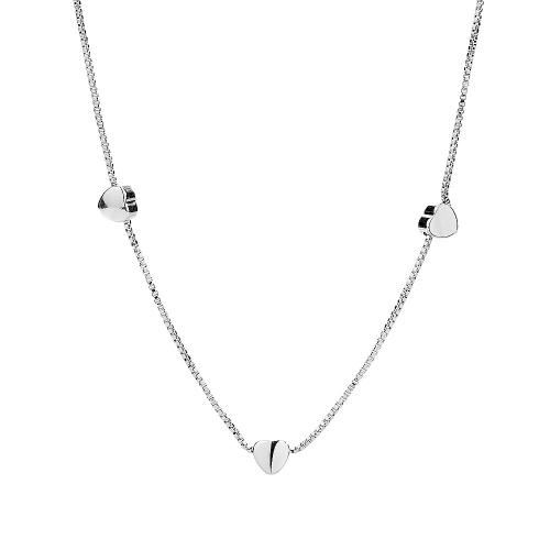 Brass Necklace, with 5CM extender chain, Heart, plated, for woman, platinum color, Length:Approx 40 cm, Sold By PC