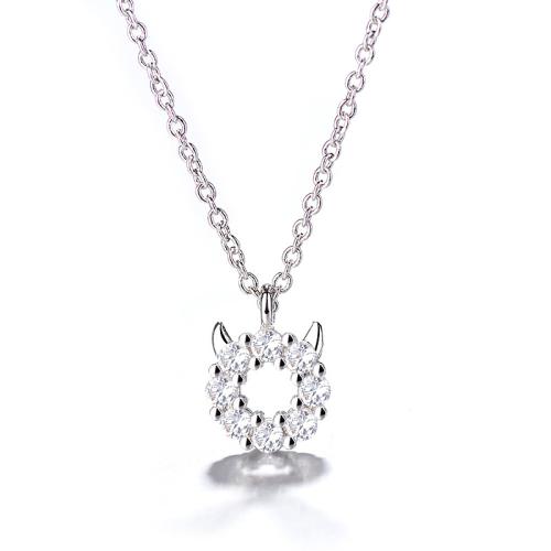 Cubic Zircon Micro Pave Brass Necklace, with 5CM extender chain, plated, micro pave cubic zirconia & for woman, platinum color, Length:Approx 40 cm, Sold By PC