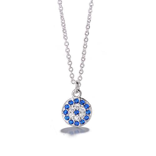 Cubic Zircon Micro Pave Brass Necklace, with 5CM extender chain, plated, micro pave cubic zirconia & for woman, platinum color, Length:Approx 40 cm, Sold By PC