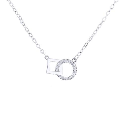 Collier en laiton cubique Zircon Micro Pave, avec 5CM chaînes de rallonge, Placage, pavé de micro zircon & pour femme, couleur platine, Longueur:Environ 40 cm, Vendu par PC