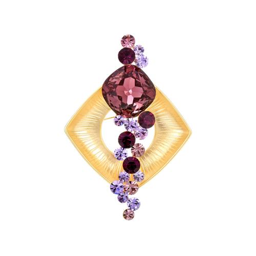 Crystal Brooch, Brass, with Austrian Crystal, plated, micro pave cubic zirconia & for woman, more colors for choice, 68x47mm, Sold By PC