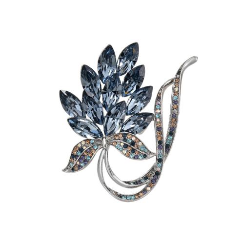 Broche zircon, laiton, Placage, bijoux de mode & pour femme, argent, 59x51mm, Vendu par PC