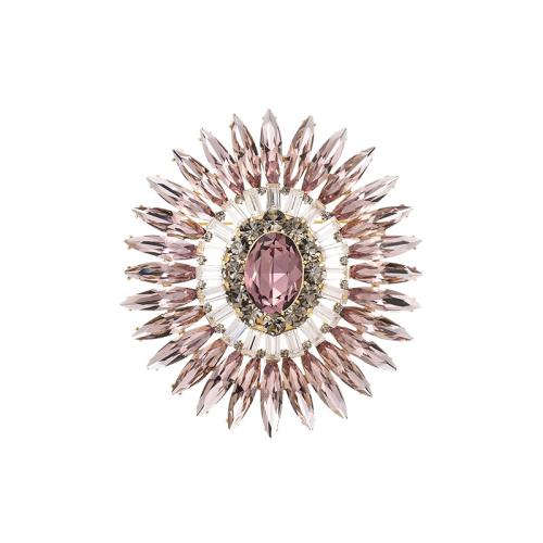 Crystal Brooch, Brass, with Austrian Crystal, plated, fashion jewelry & for woman, golden, 57x52mm, Sold By PC