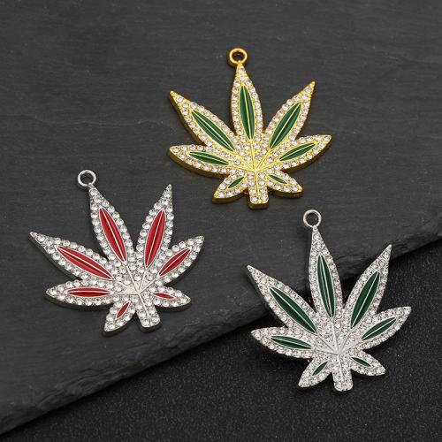 Tibetan Style Enamel Pendants, Maple Leaf, plated, DIY & with rhinestone, more colors for choice, 100PCs/Bag, Sold By Bag