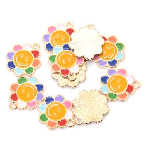 Tibetan Style Enamel Pendants, Flower, plated, DIY, 19x16mm, 100PCs/Bag, Sold By Bag