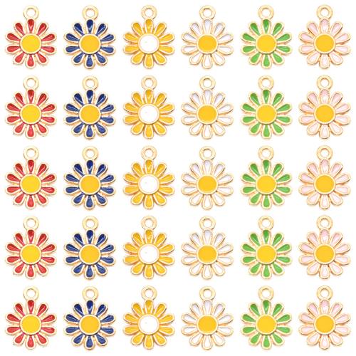 Tibetan Style Enamel Pendants, Flower, plated, DIY, more colors for choice, 14x12mm, 100PCs/Bag, Sold By Bag