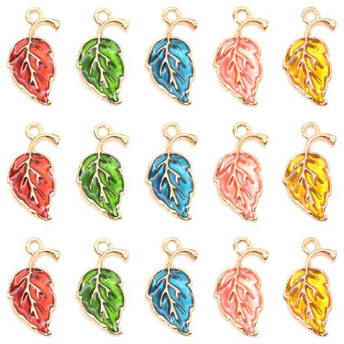 Tibetan Style émail Pendants, alliage de zinc, feuille, Placage, DIY, plus de couleurs à choisir, 20x9mm, 100PC/sac, Vendu par sac