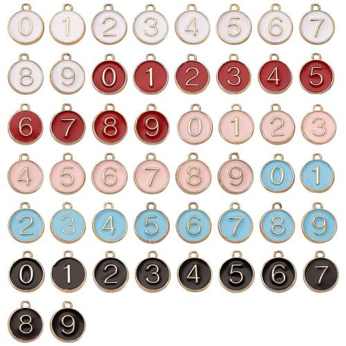 Tibetan Style Enamel Pendants, Number, plated, DIY, more colors for choice, 14x12mm, 10PCs/Bag, Sold By Bag