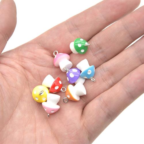 Plastic Pendants, with Resin, mushroom, plated, DIY, more colors for choice, 17x12mm, 100PCs/Bag, Sold By Bag