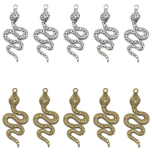 Tibetan Style Animal Pendants, Snake, plated, DIY, more colors for choice, 50x21mm, 100PCs/Bag, Sold By Bag