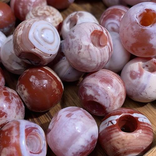 Red Agate Large Hole Bead, Round, anoint, DIY, 19mm, Sold By PC