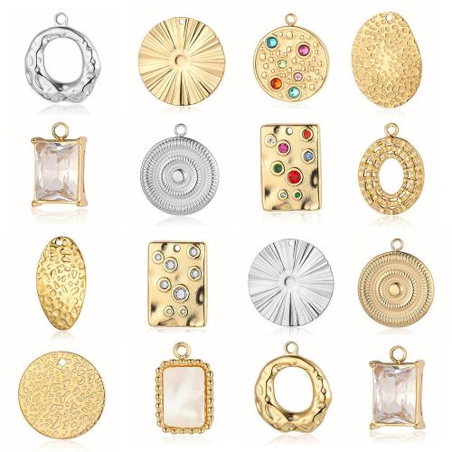 Stainless Steel Pendants, 304 Stainless Steel, Vacuum Ion Plating, Different Shape for Choice & DIY & with rhinestone, more colors for choice, 6PCs/Bag, Sold By Bag