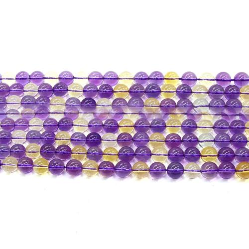 Natural Quartz Jewelry Beads, Ametrine, Round, DIY & different size for choice, mixed colors, Sold Per Approx 38 cm Strand