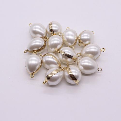 Brass Jewelry Connector, Plastic Pearl, with Brass, Teardrop, gold color plated, DIY & 1/1 loop,  about:16x26mm, Sold By PC