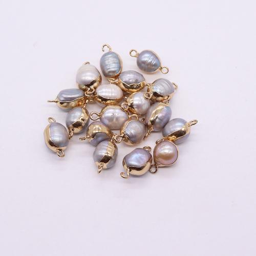 Brass Jewelry Connector, Freshwater Pearl, with Brass, Potato, gold color plated, DIY & 1/1 loop, about:11x20mm, Sold By PC