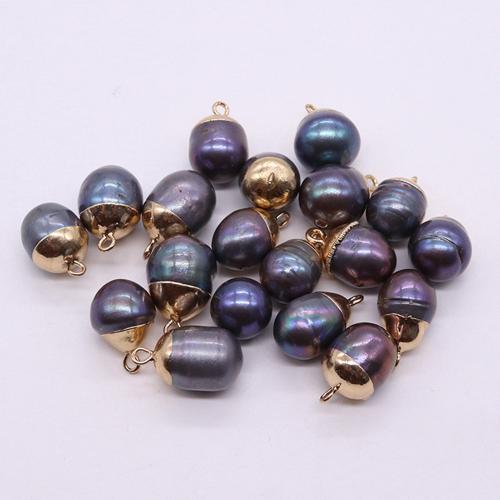 Freshwater Pearl Pendants, with Brass, Potato, gold color plated, DIY, about:12x17mm, Sold By PC