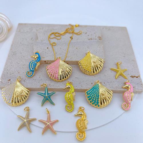 Brass Jewelry Pendants, gold color plated, DIY & different styles for choice & enamel, more colors for choice, nickel, lead & cadmium free, Sold By PC