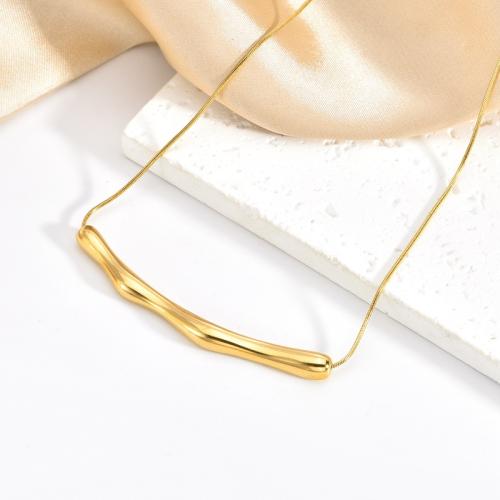 Collier d'acier titane, Placage de couleur d'or, pour femme, Longueur:45 cm, Vendu par PC