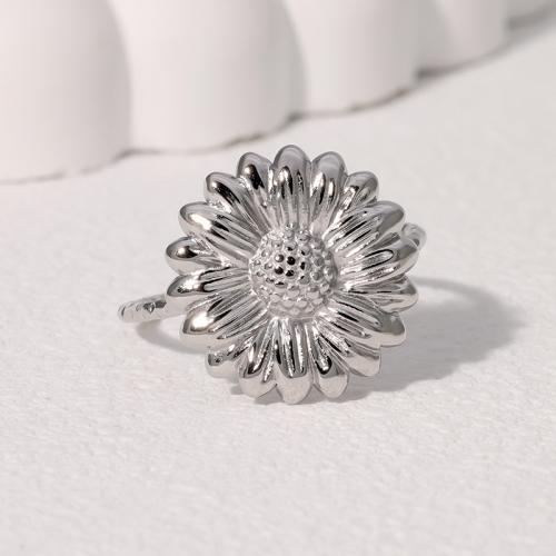 Stainless Steel Finger Ring, 304 Stainless Steel, Flower, plated, fashion jewelry & for woman, more colors for choice, Sold By PC