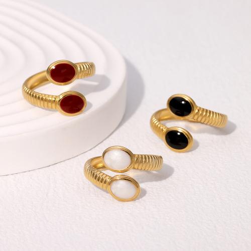 Emaille Rostfreier Edelstahl Fingerring, 304 Edelstahl, goldfarben plattiert, Modeschmuck & für Frau, keine, verkauft von PC