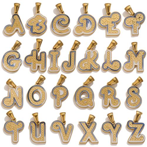 Stainless Steel Letter Pendants, 304 Stainless Steel, Alphabet Letter, plated, DIY & enamel, golden, 5PCs/Bag, Sold By Bag