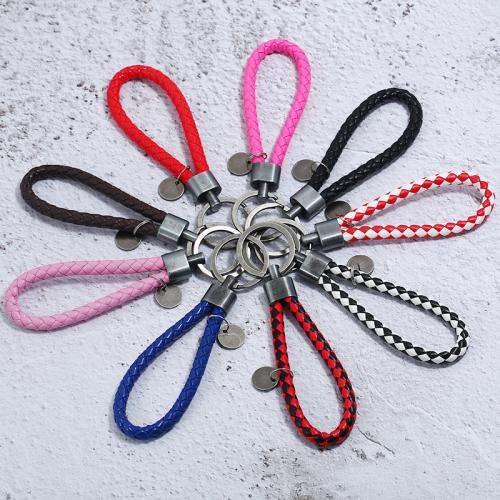 Tibetan Style Key Clasp, PU Leather, with Iron & Tibetan Style, handmade, DIY & Unisex, more colors for choice, Length:Approx 13 cm, Sold By PC