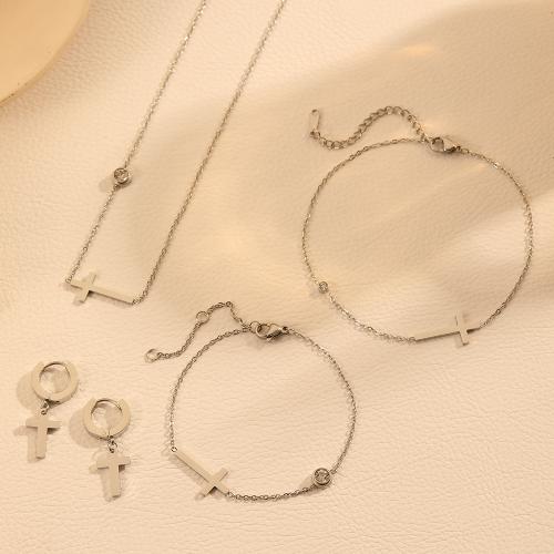 Sets de Joyas, Partículas de acero, chapado, diferentes estilos para la opción & para mujer & con diamantes de imitación, más colores para la opción, Vendido por Set