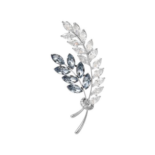 Cubic Zirconia Brooch, Brass, plated, micro pave cubic zirconia & for woman, more colors for choice, 64x28mm, Sold By PC