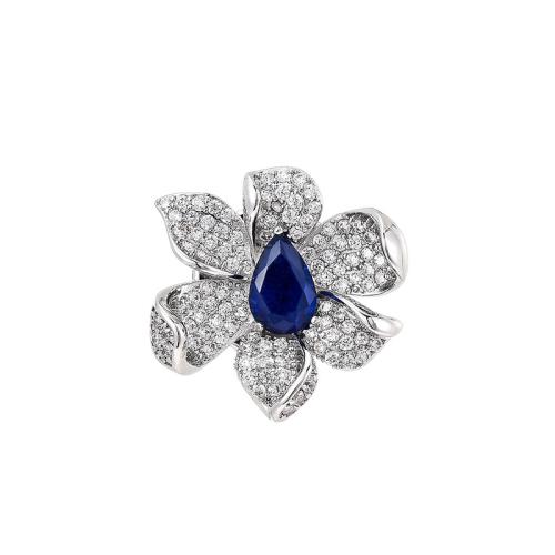 Cubic Zirconia Brooch, Brass, plated, micro pave cubic zirconia & for woman, silver color, 22x23mm, Sold By PC