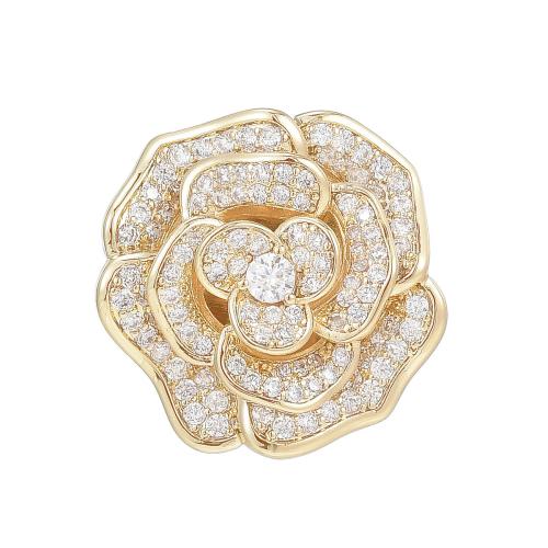 Cubic Zirconia Brooch, Brass, plated, micro pave cubic zirconia & for woman, golden, 20x20mm, Sold By PC