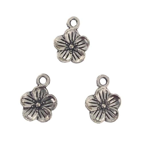 Tibetan Style Flower Pendants, plated, DIY, 11x15mm, 100PCs/Bag, Sold By Bag