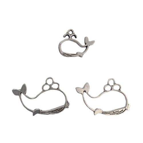 Tibetan Style Animal Pendants, Whale, plated, DIY & different size for choice, more colors for choice, 100PCs/Bag, Sold By Bag