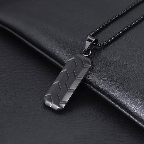 Titanium Steel Pendants, Geometrical Pattern, plated, DIY & different styles for choice, black, 19x65mm, Sold By PC