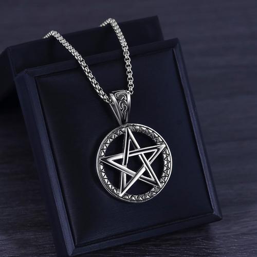 Titanium Steel Pendants, pentagram, polished, DIY & different styles for choice & hollow, 35x51mm, Sold By PC