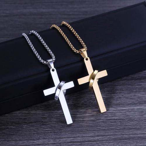 Titanium Steel Pendants, Cross, plated, DIY & different styles for choice, more colors for choice, 30x60mm, Sold By PC