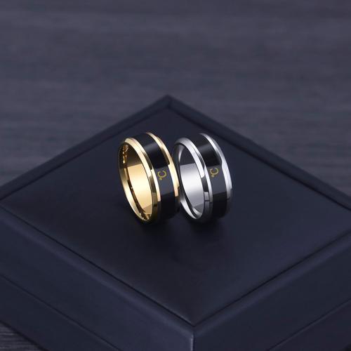 Acier titane bague, Placage, normes différentes pour le choix & pour homme & émail selon l'humeur, plus de couleurs à choisir, Taille:7-11, Vendu par PC