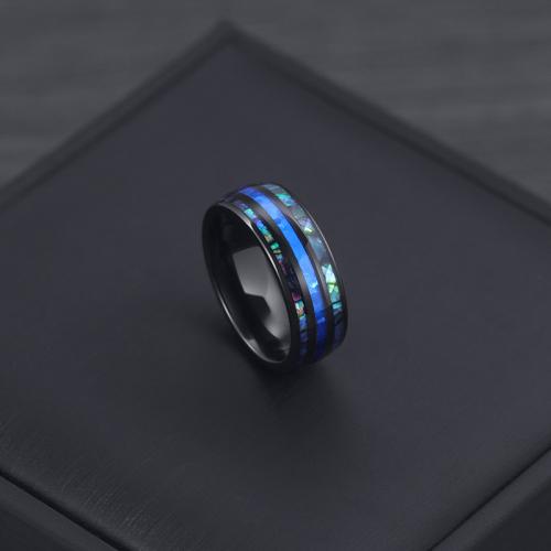 Titanium Steel Finger Ring, with Shell, plated, different size for choice & for man, US Ring Size:7-12, Sold By PC