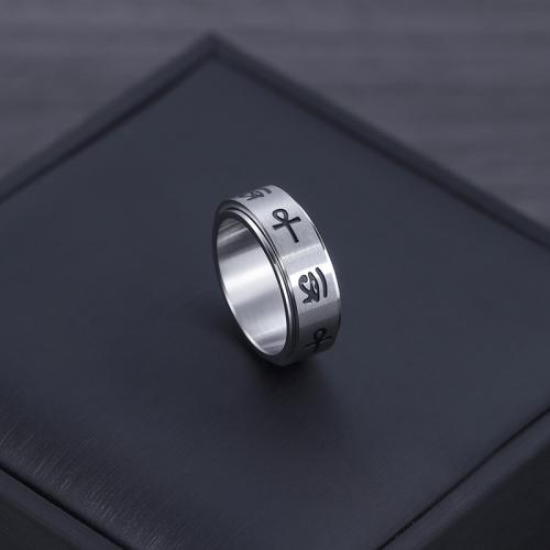 Titanium Steel Finger Ring, polished, rotatable & different size for choice & for man, original color, US Ring Size:7-12, Sold By PC